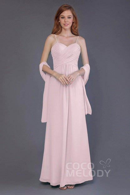 Sheath-Column Floor Length Chiffon Bridesmaid Dress PR3544