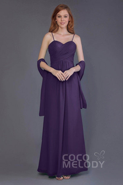Sheath-Column Floor Length Chiffon Bridesmaid Dress PR3544