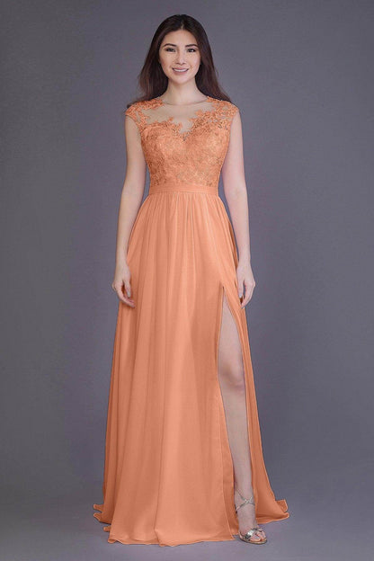 Sheath Floor Length Chiffon and Lace Bridesmaid Dress PR3554PS