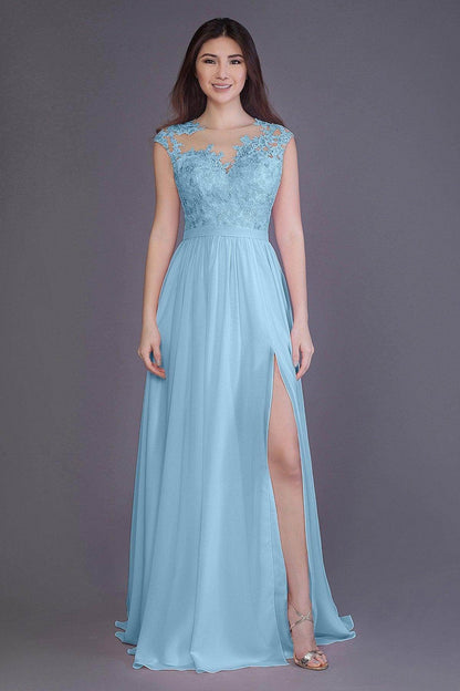 Sheath Floor Length Chiffon and Lace Bridesmaid Dress PR3554PS
