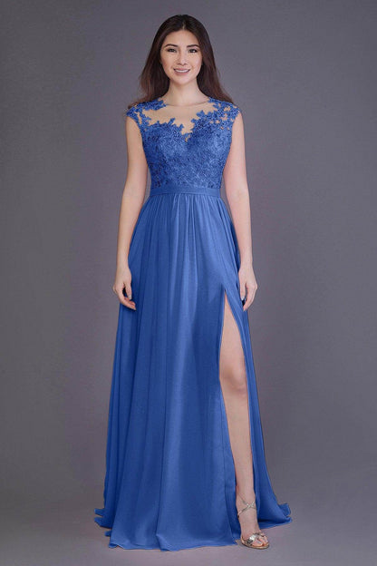Sheath Floor Length Chiffon and Lace Bridesmaid Dress PR3554PS