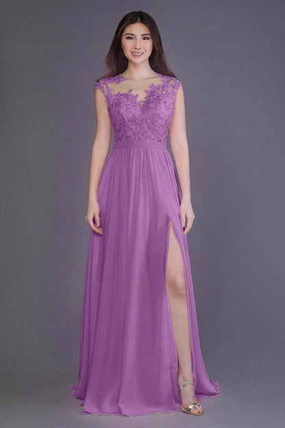 Sheath Floor Length Chiffon and Lace Bridesmaid Dress PR3554PS
