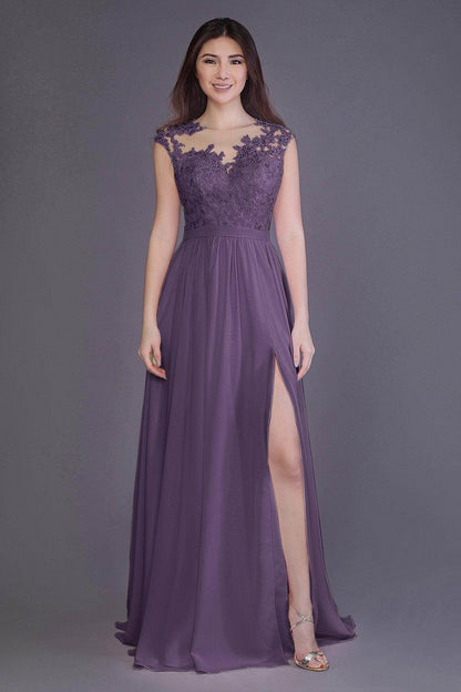 Sheath Floor Length Chiffon and Lace Bridesmaid Dress PR3554PS