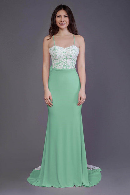 Mermaid Sweep Train Knitted Fabric Bridesmaid Dress PR3565