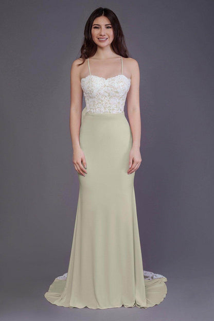 Mermaid Sweep Train Knitted Fabric Bridesmaid Dress PR3565