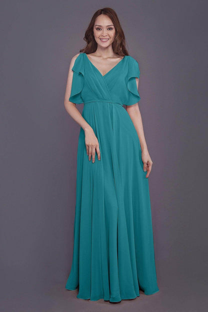 Sheath-Column Floor Length Chiffon Bridesmaid Dress PR3568