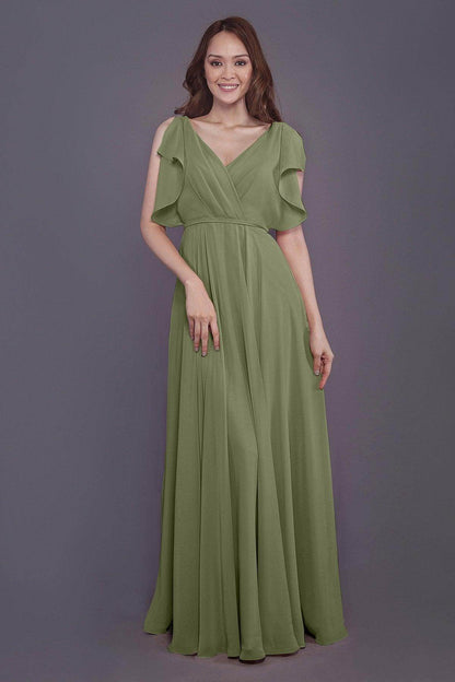 Sheath-Column Floor Length Chiffon Bridesmaid Dress PR3568