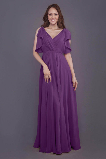 Sheath-Column Floor Length Chiffon Bridesmaid Dress PR3568