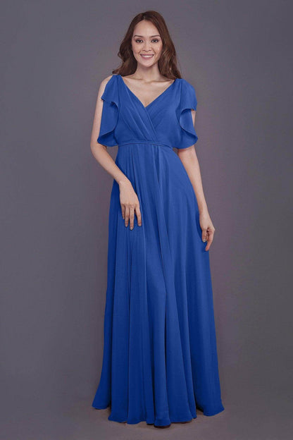 Sheath-Column Floor Length Chiffon Bridesmaid Dress PR3568