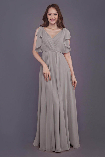 Sheath-Column Floor Length Chiffon Bridesmaid Dress PR3568