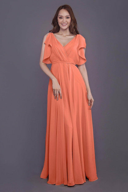 Sheath-Column Floor Length Chiffon Bridesmaid Dress PR3568