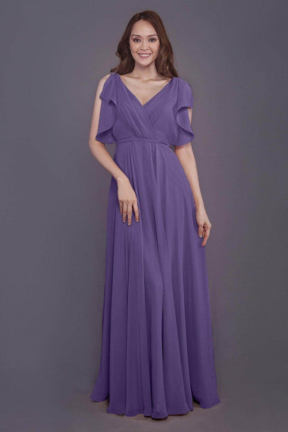Sheath-Column Floor Length Chiffon Bridesmaid Dress PR3568