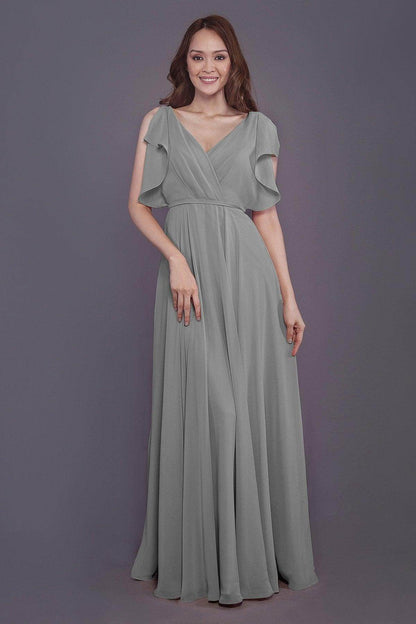 Sheath-Column Floor Length Chiffon Bridesmaid Dress PR3568
