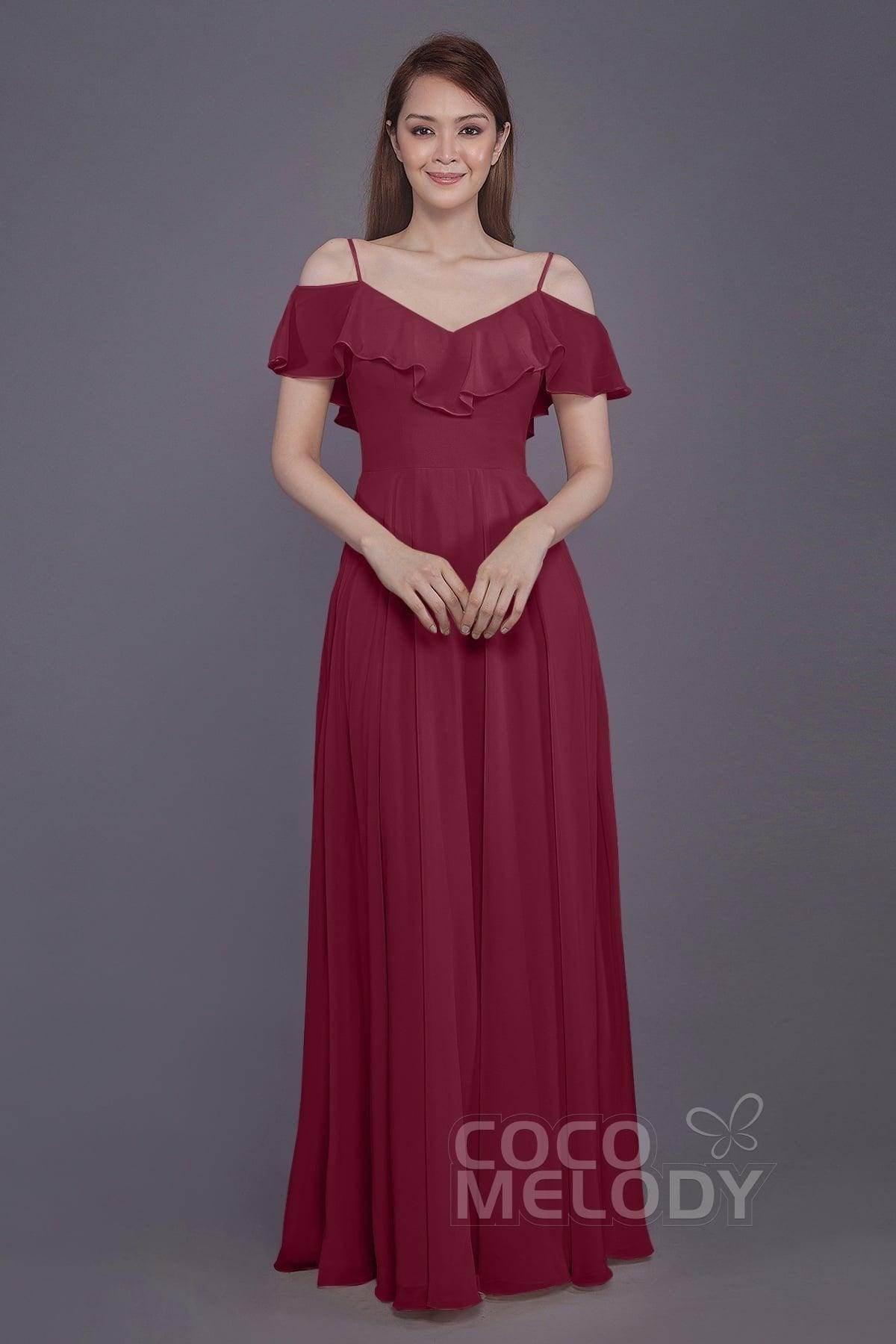 Sheath-Column Floor Length Chiffon Bridesmaid Dress PR3570