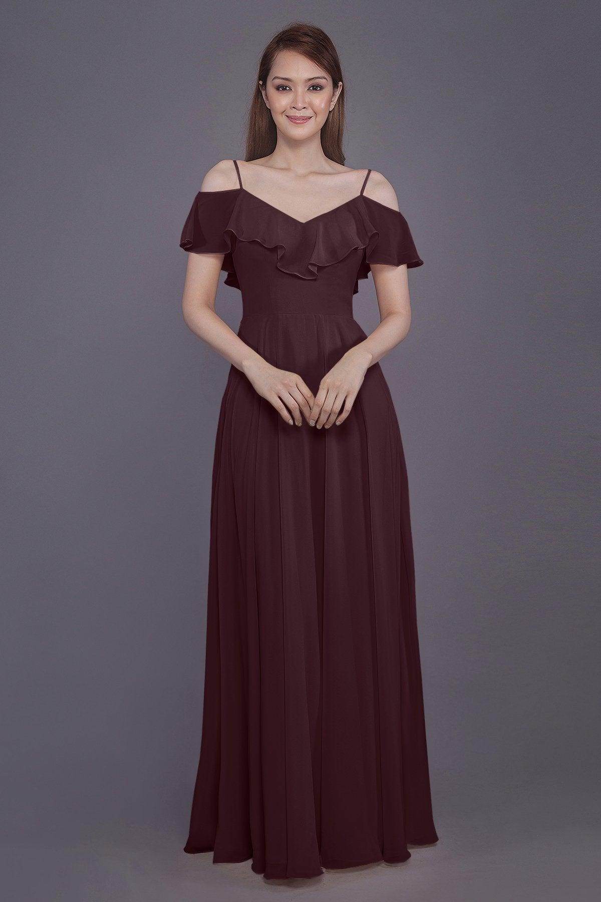 Sheath-Column Floor Length Chiffon Bridesmaid Dress PR3570