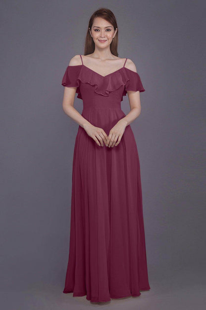 Sheath-Column Floor Length Chiffon Bridesmaid Dress PR3570