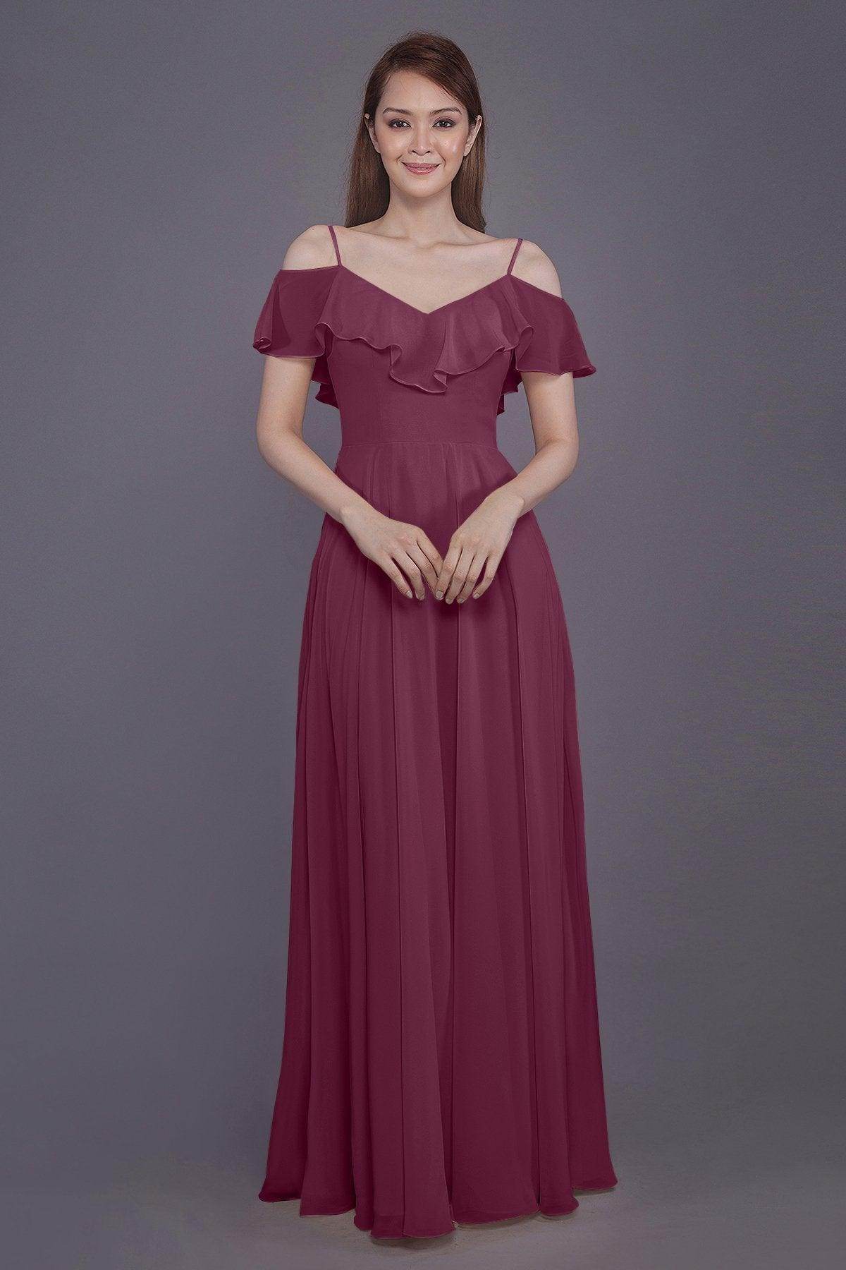 Sheath-Column Floor Length Chiffon Bridesmaid Dress PR3570PS