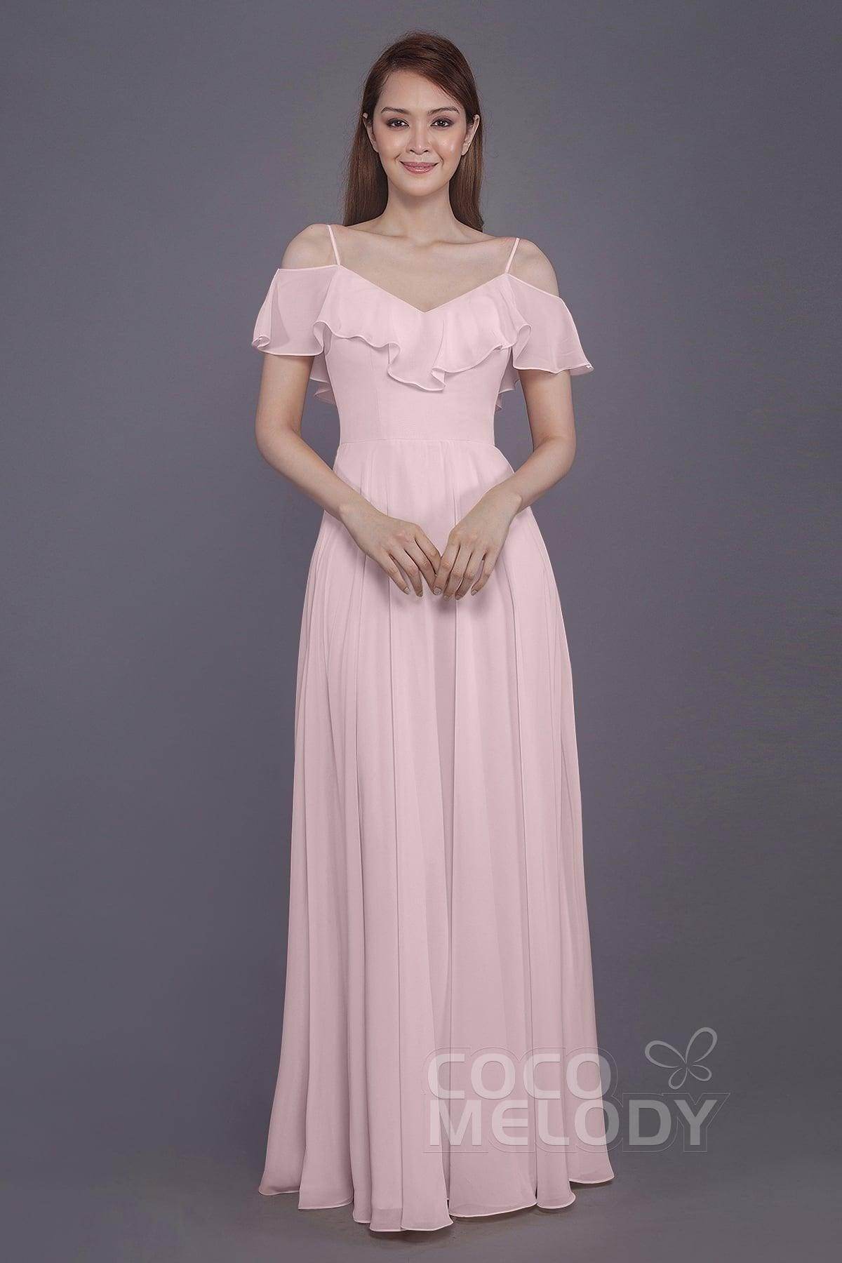 Sheath-Column Floor Length Chiffon Bridesmaid Dress PR3570