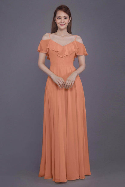 Sheath-Column Floor Length Chiffon Bridesmaid Dress PR3570PS