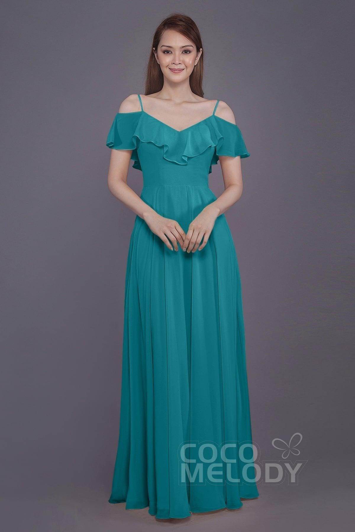Sheath-Column Floor Length Chiffon Bridesmaid Dress PR3570