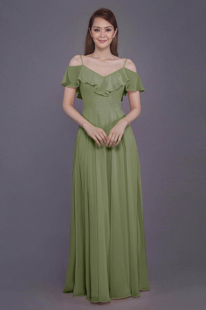Sheath-Column Floor Length Chiffon Bridesmaid Dress PR3570PS