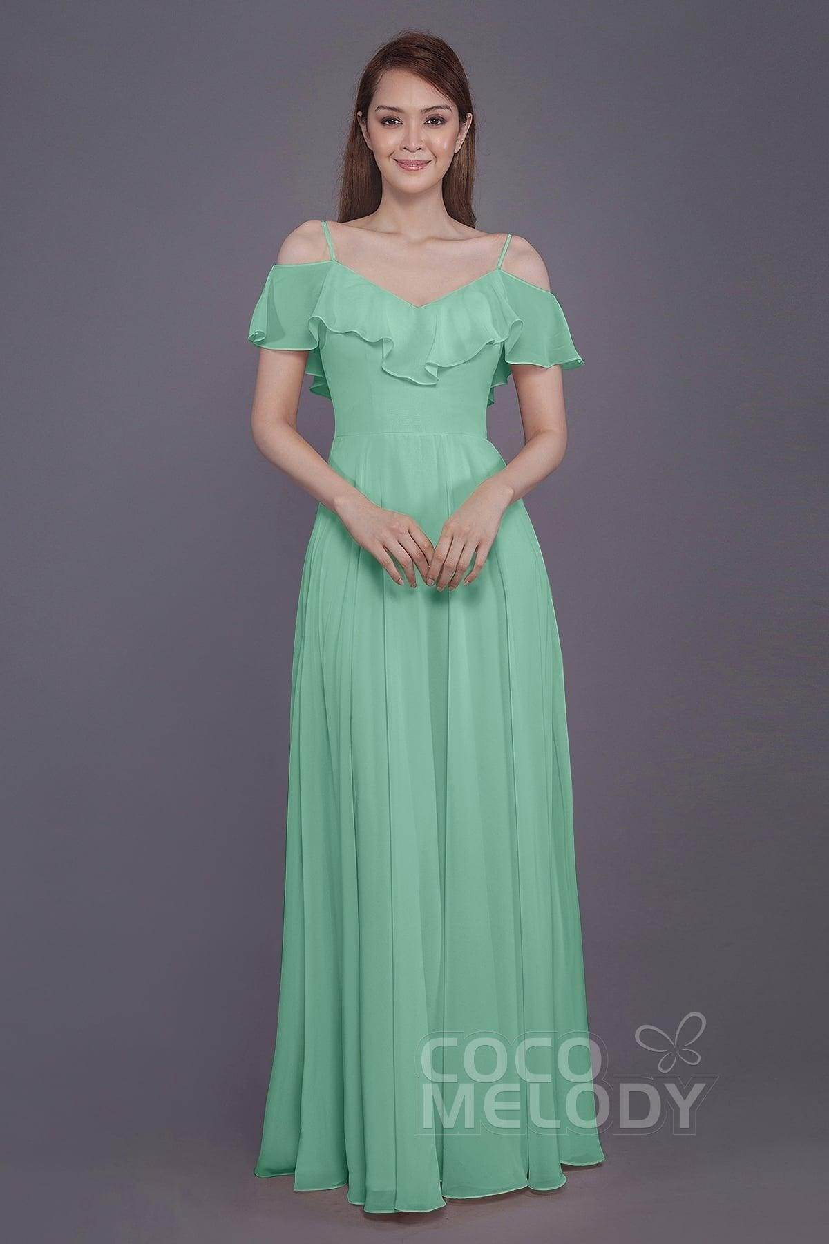 Sheath-Column Floor Length Chiffon Bridesmaid Dress PR3570PS