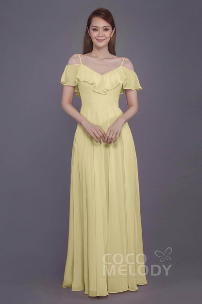 Sheath-Column Floor Length Chiffon Bridesmaid Dress PR3570PS