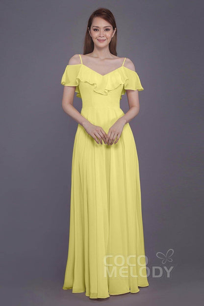 Sheath-Column Floor Length Chiffon Bridesmaid Dress PR3570PS