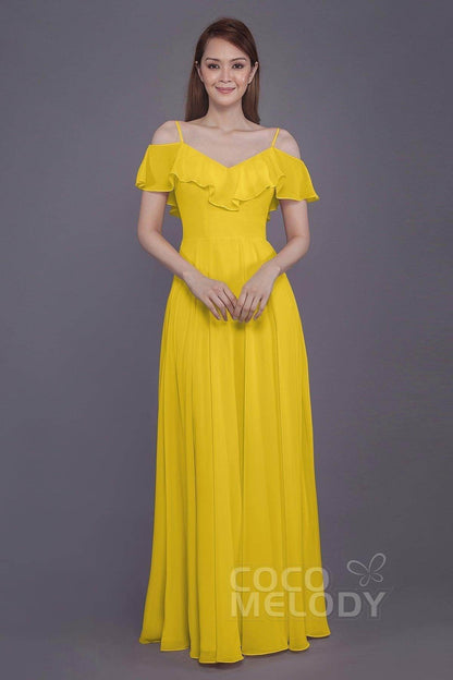 Sheath-Column Floor Length Chiffon Bridesmaid Dress PR3570PS