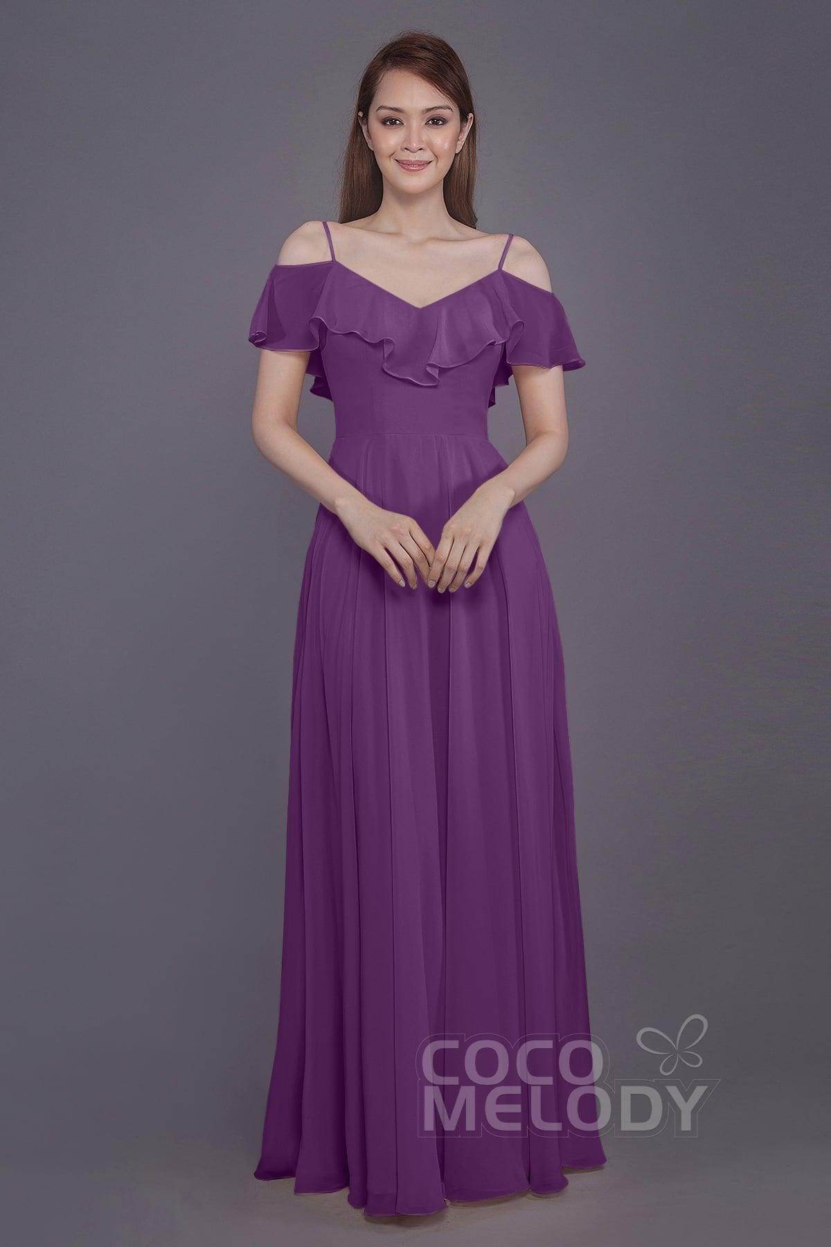 Sheath-Column Floor Length Chiffon Bridesmaid Dress PR3570PS