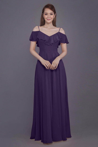Sheath-Column Floor Length Chiffon Bridesmaid Dress PR3570PS