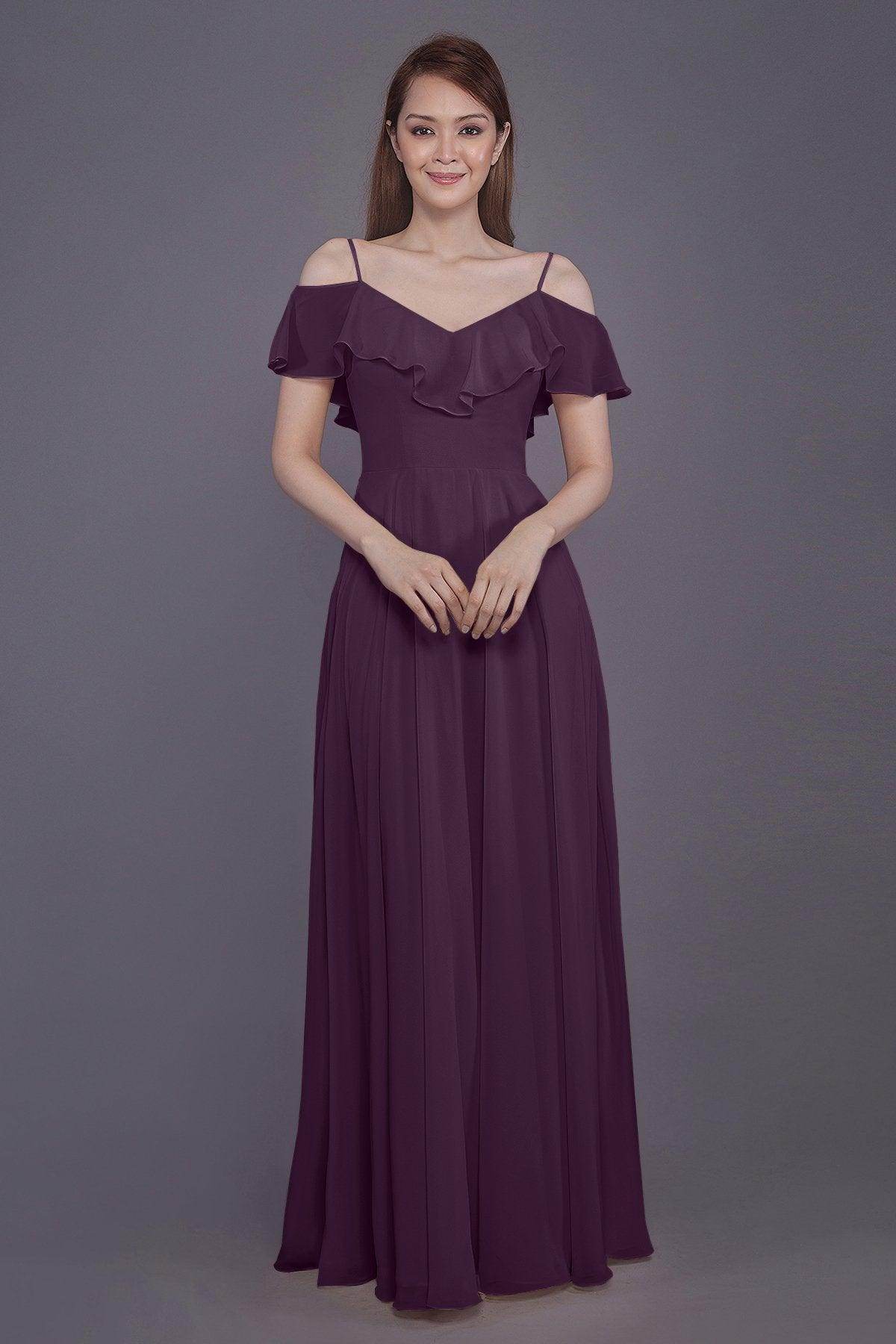 Sheath-Column Floor Length Chiffon Bridesmaid Dress PR3570