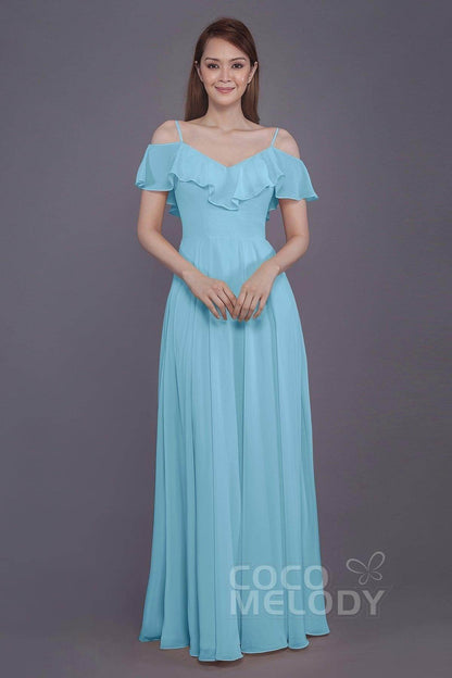 Sheath-Column Floor Length Chiffon Bridesmaid Dress PR3570