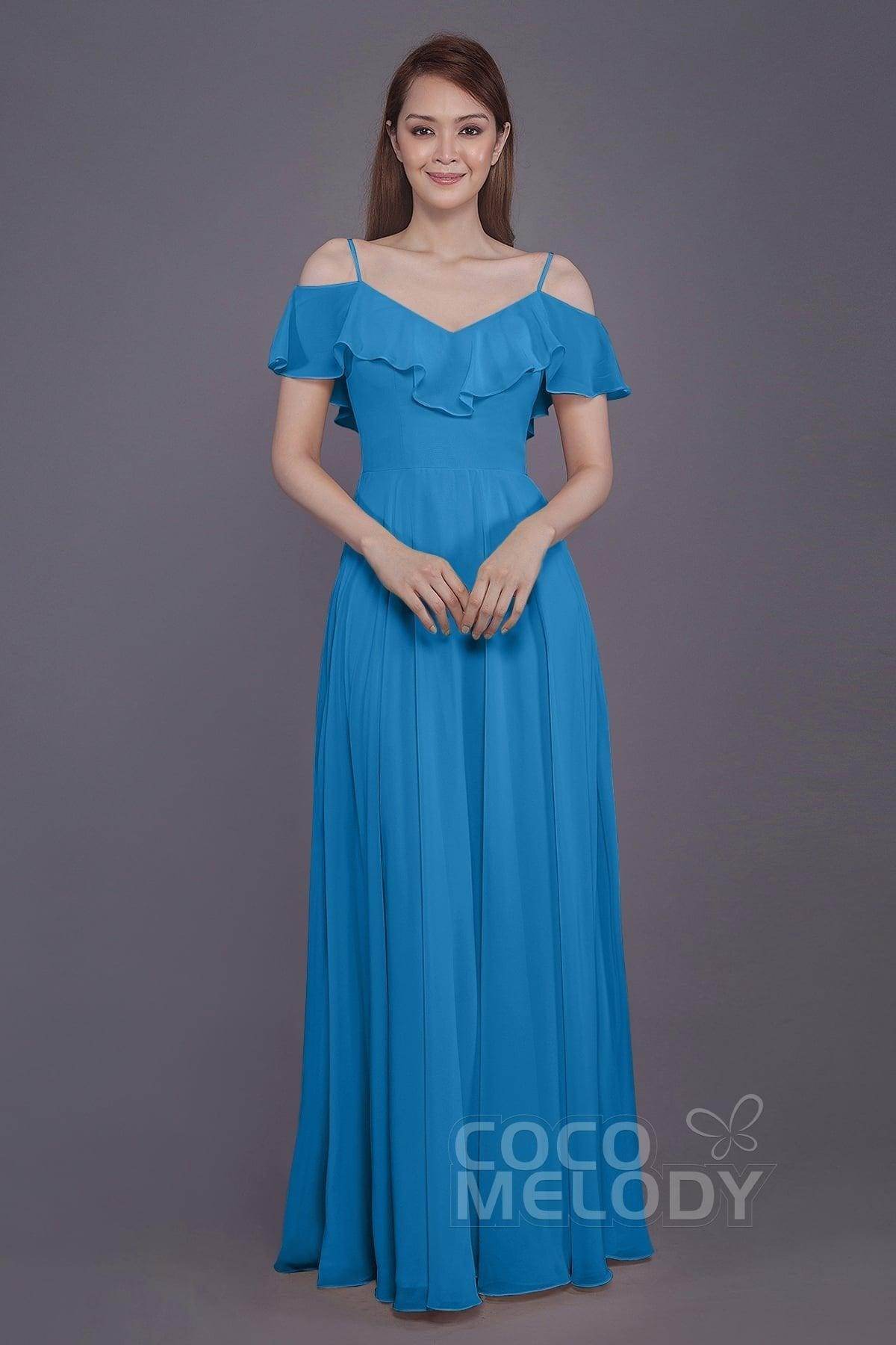 Sheath-Column Floor Length Chiffon Bridesmaid Dress PR3570