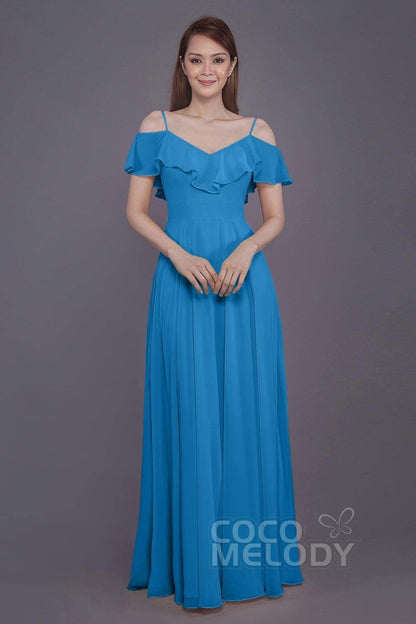 Sheath-Column Floor Length Chiffon Bridesmaid Dress PR3570