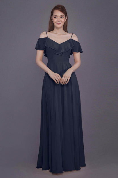 Sheath-Column Floor Length Chiffon Bridesmaid Dress PR3570