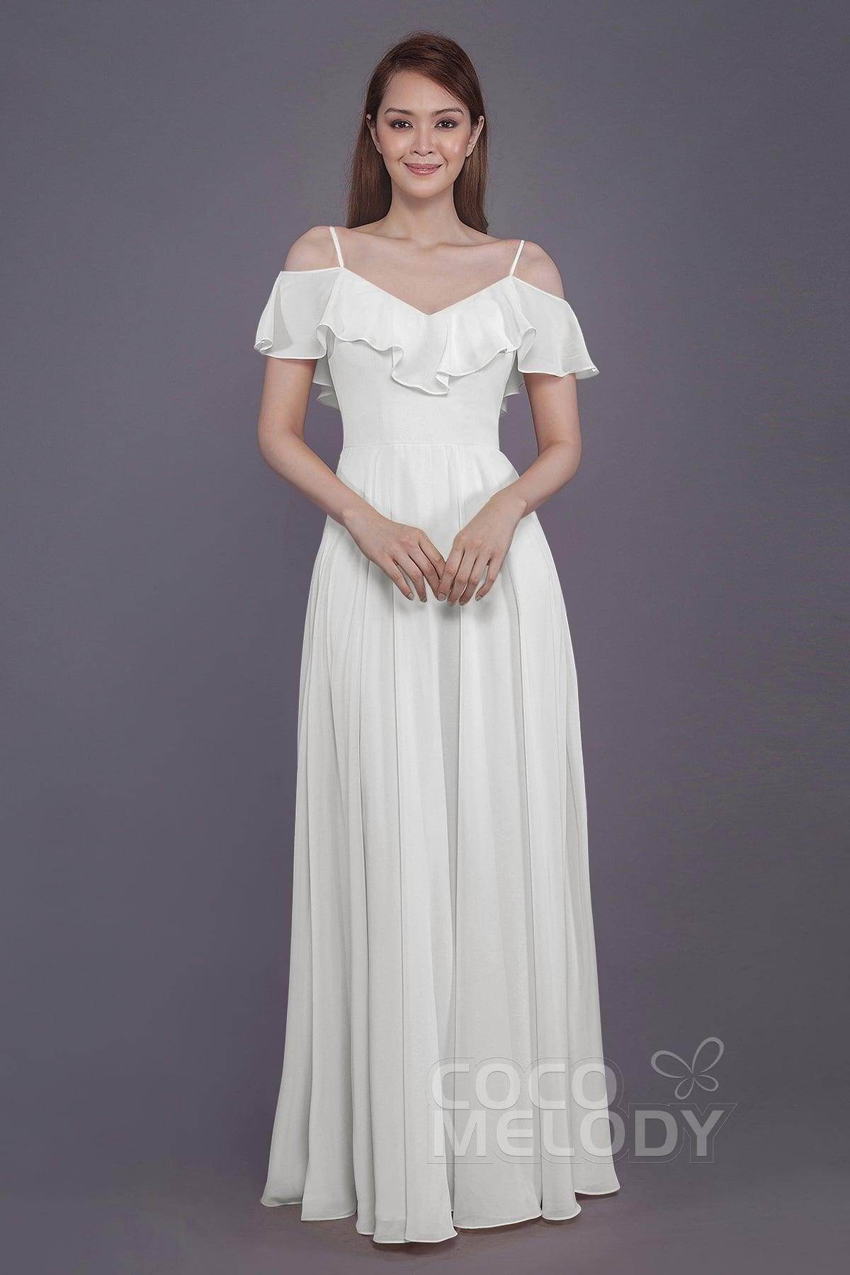 Sheath-Column Floor Length Chiffon Bridesmaid Dress PR3570