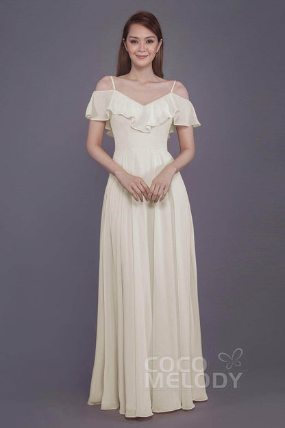 Sheath-Column Floor Length Chiffon Bridesmaid Dress PR3570