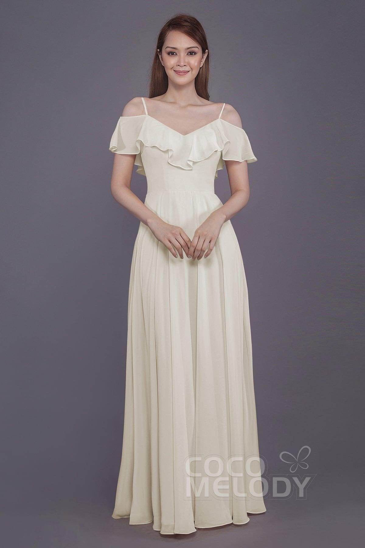 Sheath-Column Floor Length Chiffon Bridesmaid Dress PR3570PS