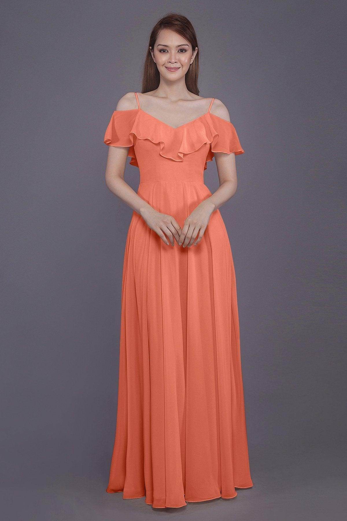 Sheath-Column Floor Length Chiffon Bridesmaid Dress PR3570