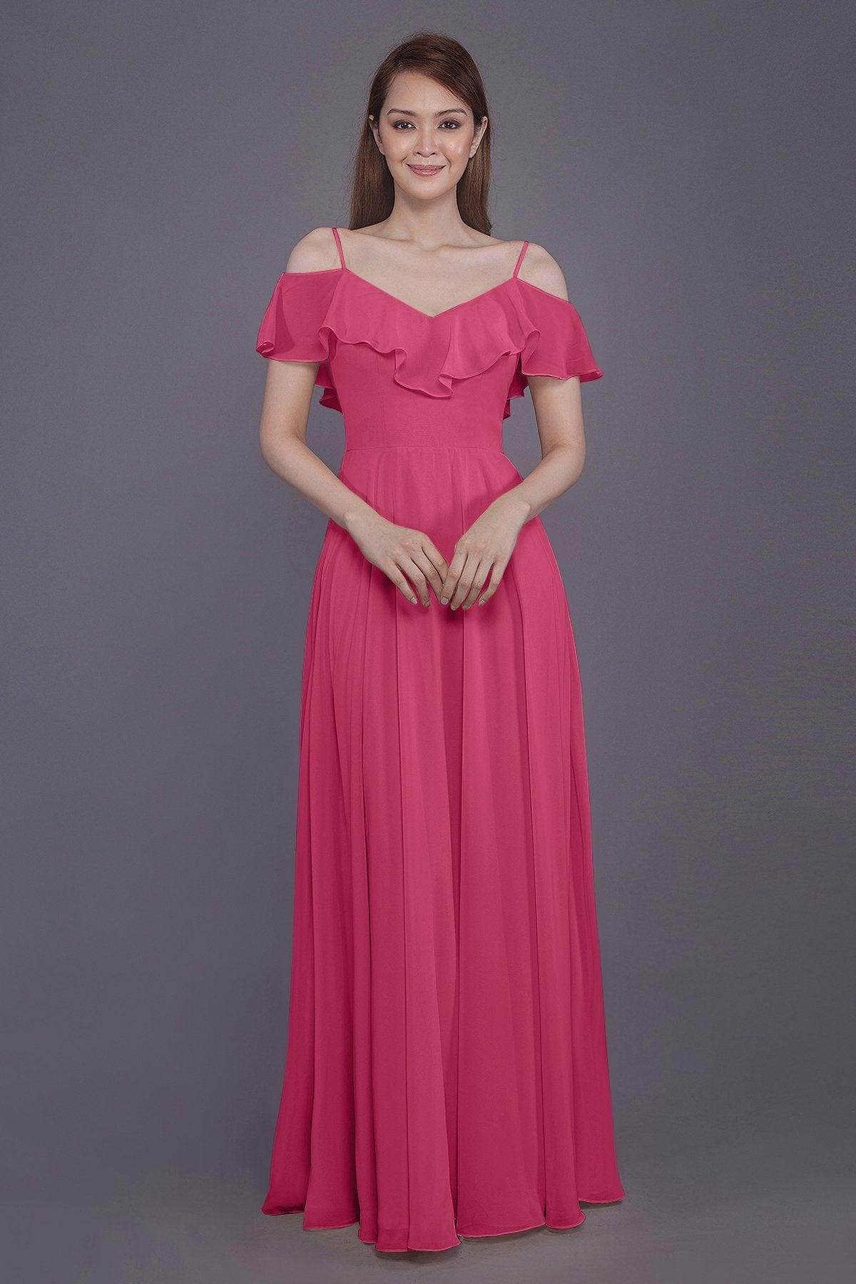 Sheath-Column Floor Length Chiffon Bridesmaid Dress PR3570