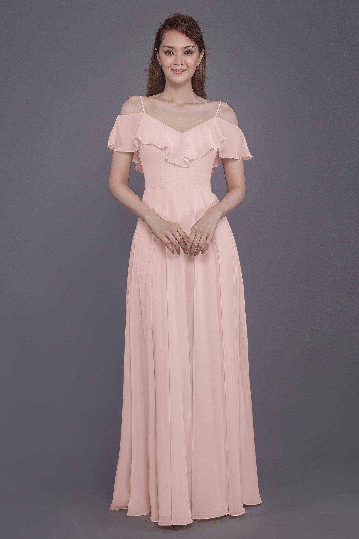 Sheath-Column Floor Length Chiffon Bridesmaid Dress PR3570