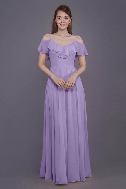 Sheath-Column Floor Length Chiffon Bridesmaid Dress PR3570