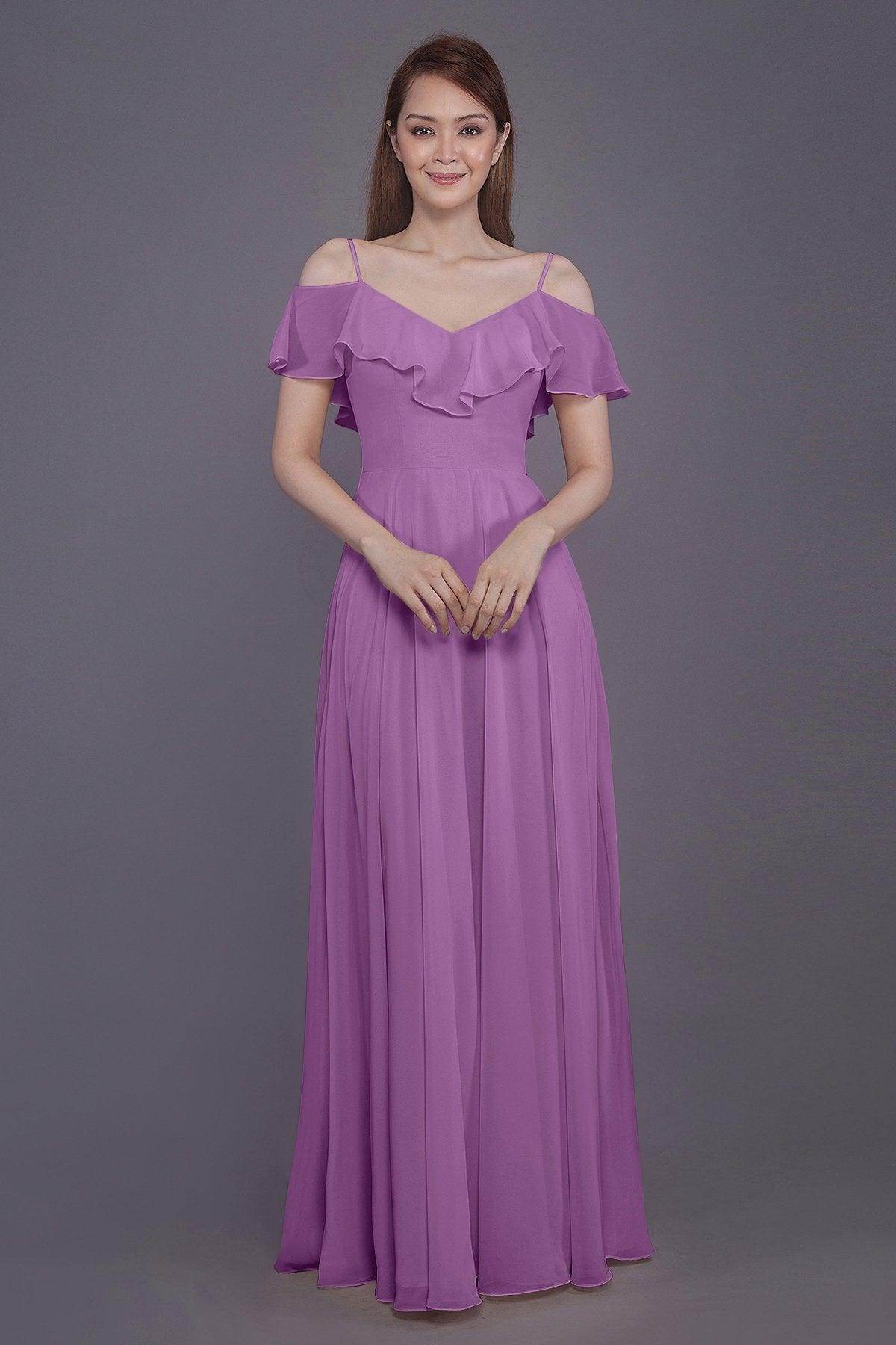 Sheath-Column Floor Length Chiffon Bridesmaid Dress PR3570
