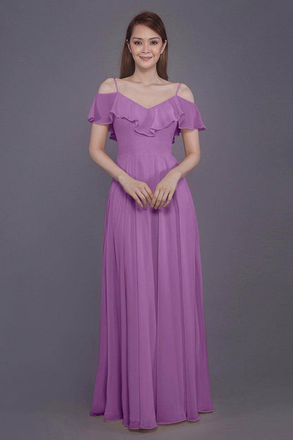 Sheath-Column Floor Length Chiffon Bridesmaid Dress PR3570PS