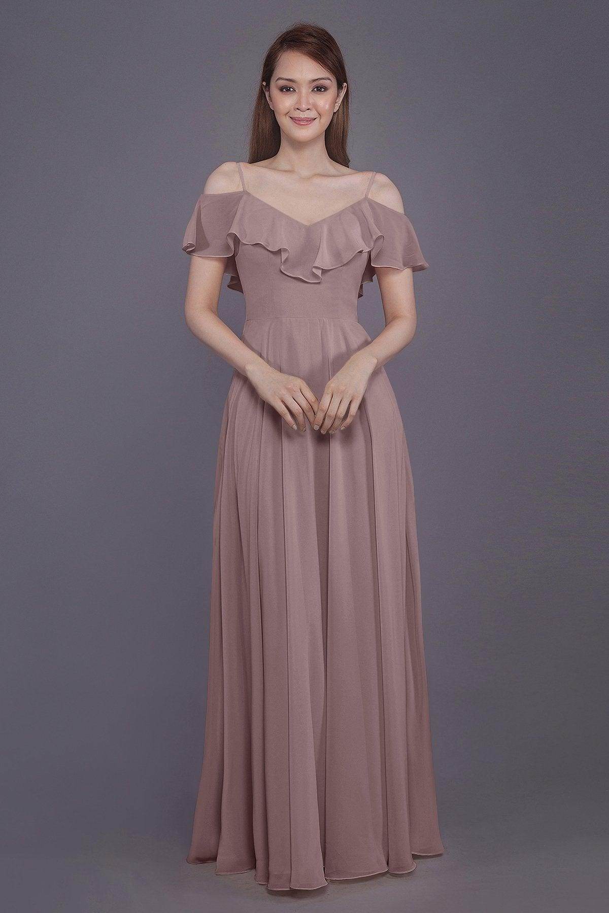 Sheath-Column Floor Length Chiffon Bridesmaid Dress PR3570