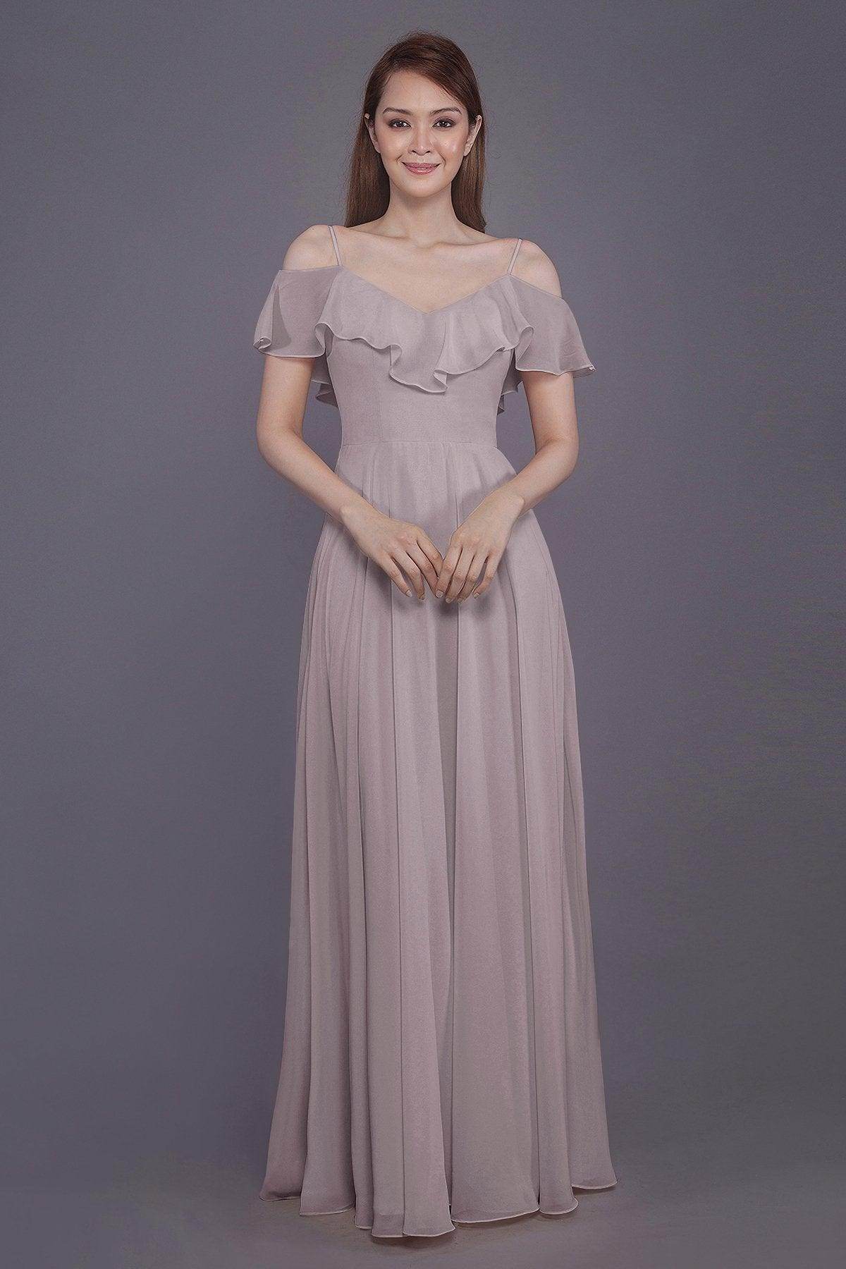 Sheath-Column Floor Length Chiffon Bridesmaid Dress PR3570
