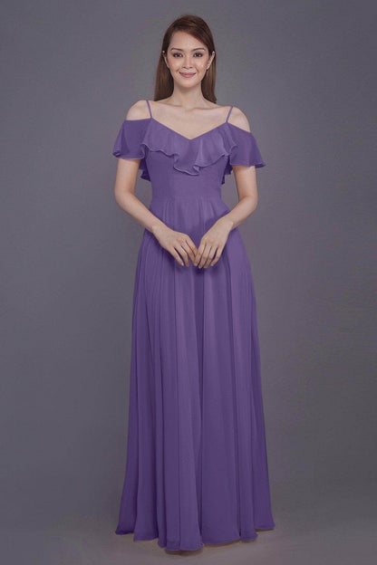 Sheath-Column Floor Length Chiffon Bridesmaid Dress PR3570