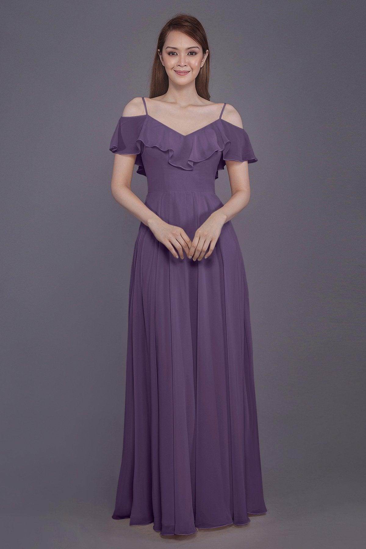 Sheath-Column Floor Length Chiffon Bridesmaid Dress PR3570