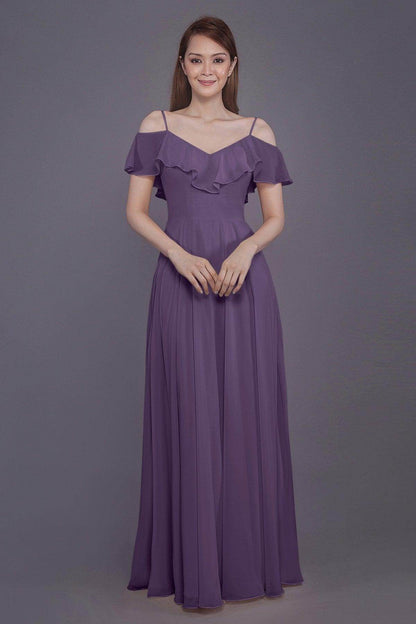 Sheath-Column Floor Length Chiffon Bridesmaid Dress PR3570